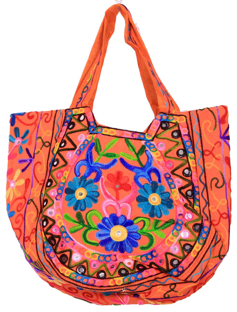 Orange Floral Design Matka Bag