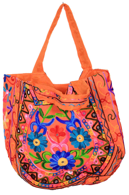 Orange Floral Design Matka Bag
