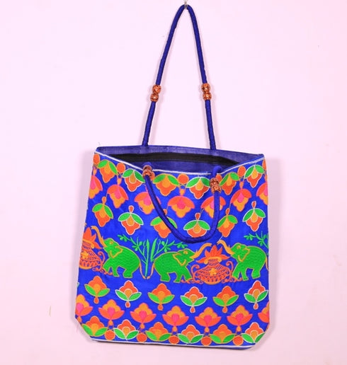 Sea Blue Green Multi Color Elephant Hand Made Shoulder Bag