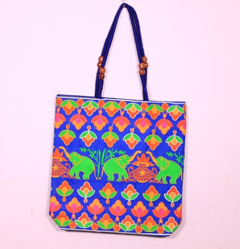 Sea Blue Green Multi Color Elephant Hand Made Shoulder Bag