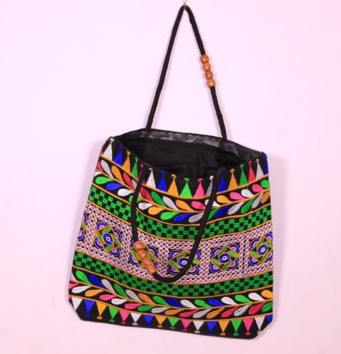 Black Multi Color Hand Made Shoulder Bag