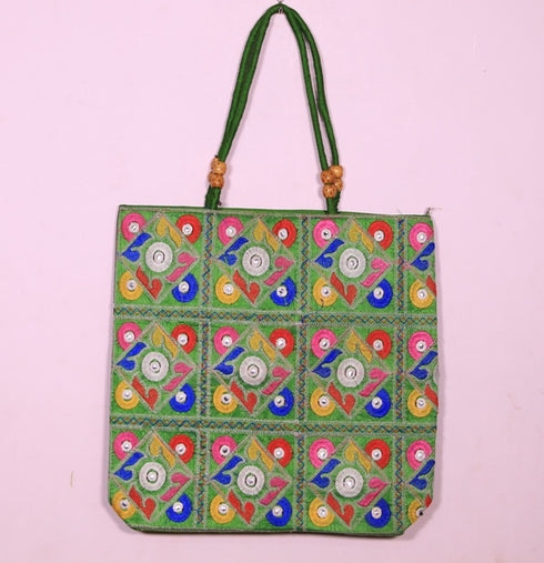 Parrot Green Multi Color Hand Made Shoulder Bag