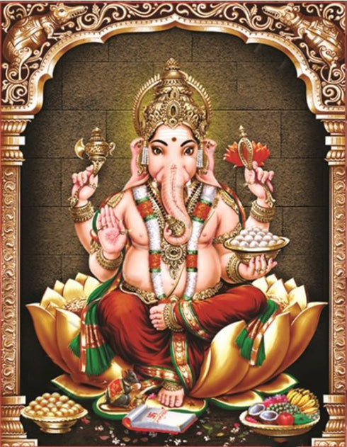 Ethnic Curved Ganesh Pigment Printing