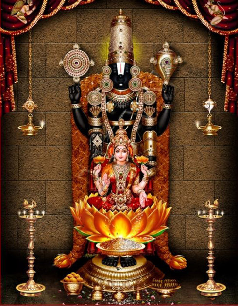 Decorated Balaji With Lakshmi Devi Pigment Printing