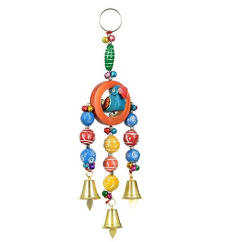 Handmade Wooden & Clay Kondapalli Parrot Wind Chime
