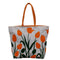 White Background Orange Rose Bud Floral Designer Trendy Jute Bag