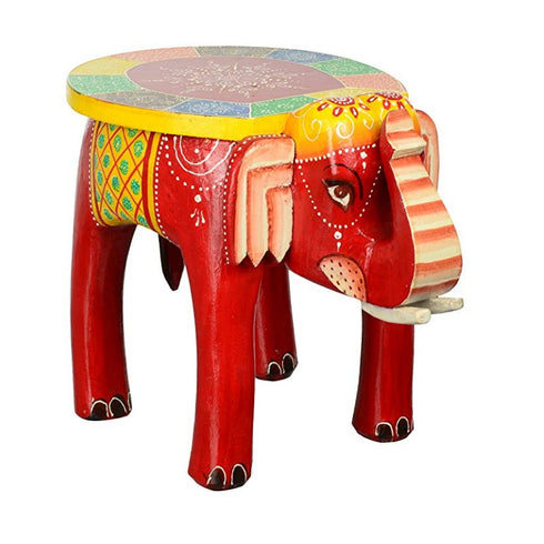 Wooden Rajasthani Handicrafts Decorative Elephant Stool, Home Decor (37 cm x 27 cm x 30 cm)