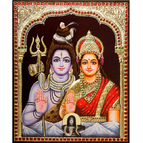 Shivan Parvathi Tanjore Painting