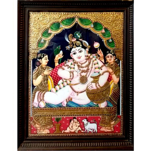 Oonjal Dharbar Krishna Tanjore Painting