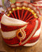 Red And Cream Color Pagdi With Red And White Stones
