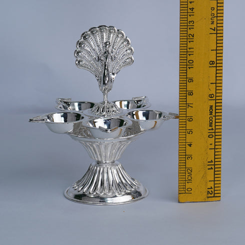 Pure Silver Panchmukhi Peacock Diya 115g