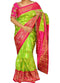 Ikkat Designer Parrot Green Color Saree