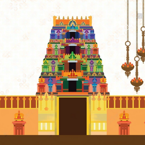 Indian Pooja Backdrop Cloth/Ancient temples/Wedding Decor/Ganesha /Pichwai Cow/Pooja decor/Party Events/Decoration/Fabric 3D printing/Kolam Pooja Print/Venkateswara