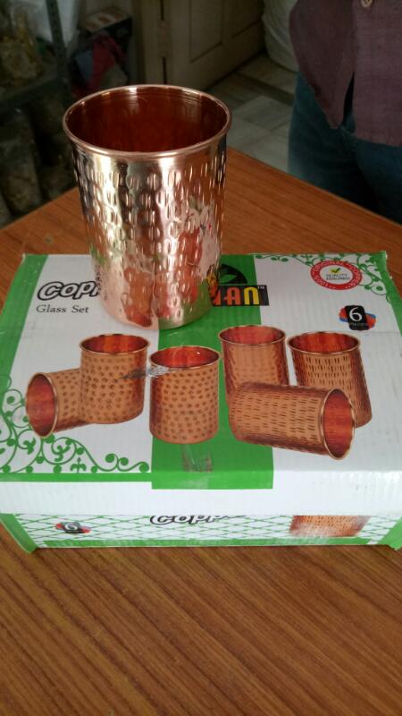 Copper Cups Hammered 6 Pcs Set