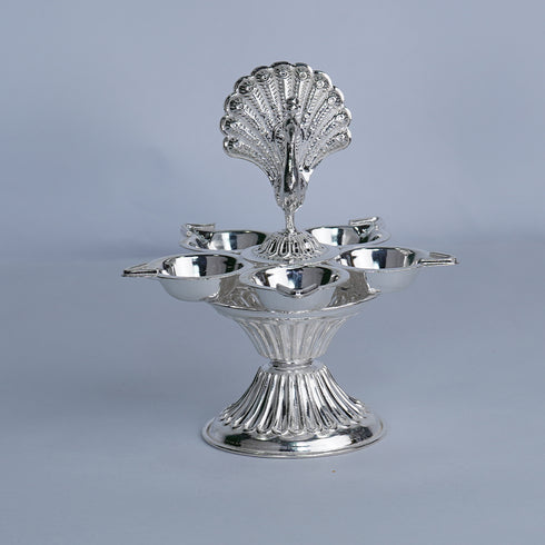 Pure Silver Panchmukhi Peacock Diya 107g