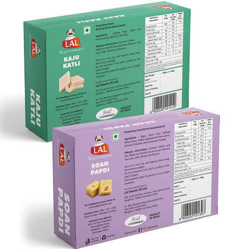 Lal Sweets Kaju Katli 400g and Soan Papdi Premium