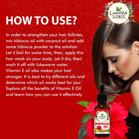 Luxura Sciences Organic Hibiscus Oil Japanese Vitamin E oil for Face Skin Hair Growth