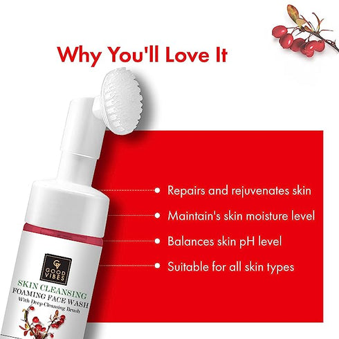 Good Vibes Rosehip Skin Clearing Foaming Face Wash With Deep Cleansing Brush