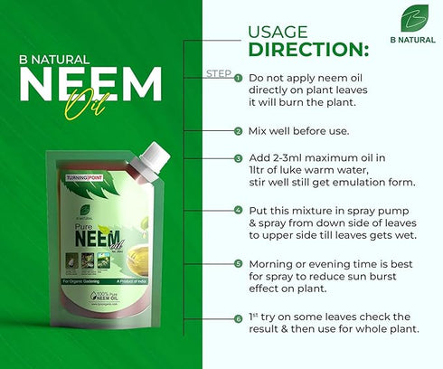 B Natural Organic Cold Pressed Pure Neem Oil For Spray On Plants & Garden herbal pest repellent