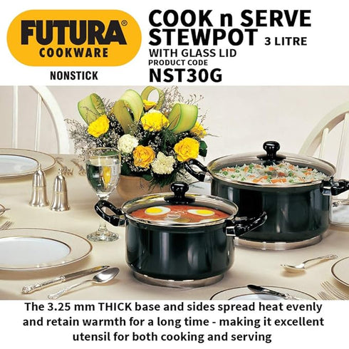 Hawkins Futura Non-stick Cook n Serve Stewpot 20 cm Diameter 3 L with Lid (NST30)