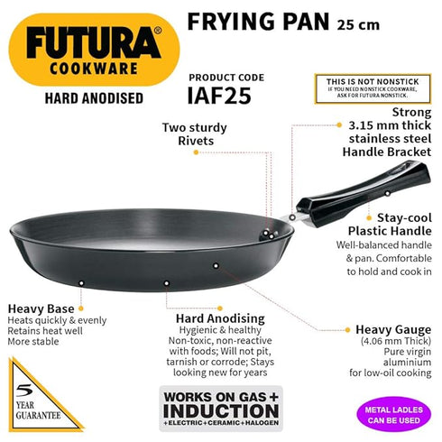 Hawkins Futura Hard Anodised Frying Pan 25 cm Diameter 1 L (IAF25)