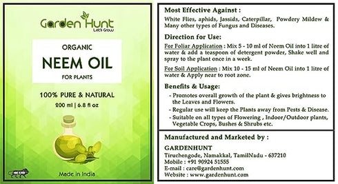 GardenHunt Organic Cold Compressed Pure Neem Oil