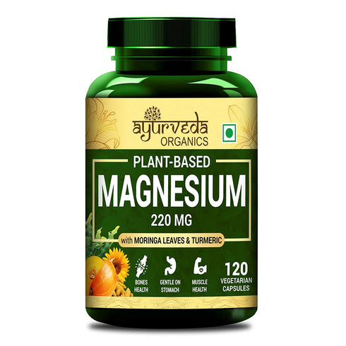 Ayurveda Organics PlantBased Magnesium Support Muscle Bones and Nerve Function 120 Vegetarian Capsules 250g