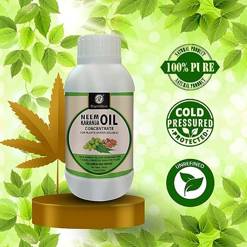 OrganicDews Pure Neem Karanja Oil Water Soluble for Plants 250 ml