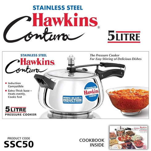 Hawkins Stainless Steel Contura 5 L Induction Bottom Pressure Cooker (SSC50)