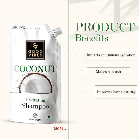 Good Vibes Coconut Hydrating Shampoo Refill Pack 750ml