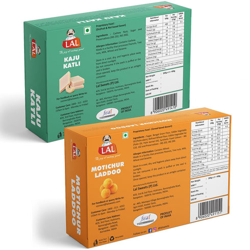 Lal Sweets Kaju Katli 400g and Motichur Laddoo