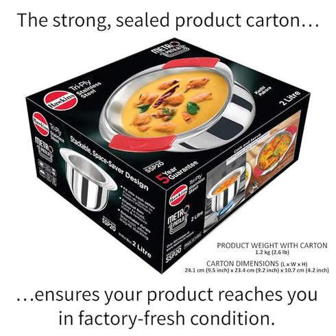 Hawkins Tri-Ply Stainless Steel Induction Metro Patila 2 Litre (SSP20)