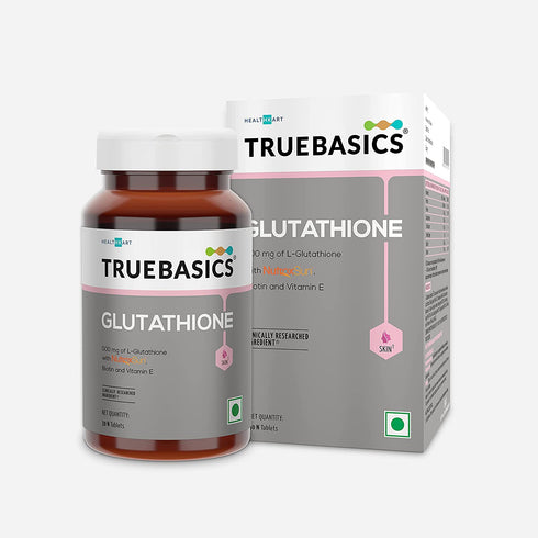 TrueBasics L Glutathione with Nutroxsun Biotin Vitamin E For Healthy And Youthful Skin Clinically Researched Ingredients, 30 Glutathione Tablets