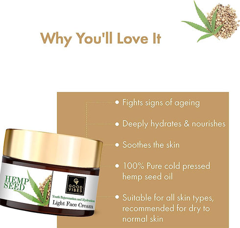 Good Vibes Hemp Seed Youth Rejuvenation & Hydration Light Face Cream