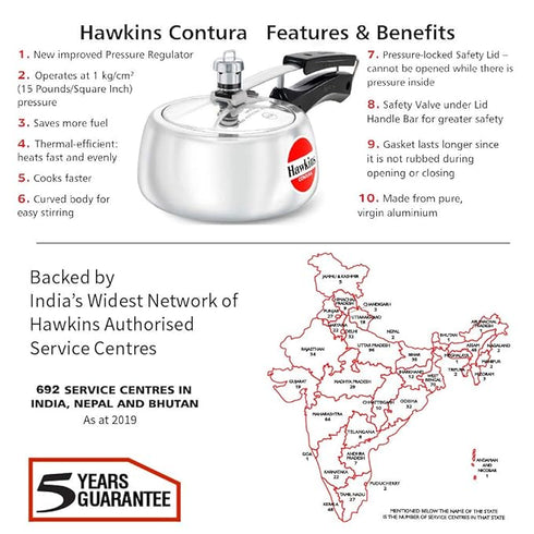 Hawkins Contura Pressure Cooker 1.5 Litre - Silver (HC15)