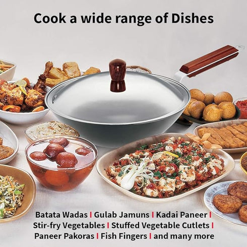 Hawkins Futura Deep Fry Pan Flat Bottom Wok with Lid 2.5 L 26 cm Diameter (ADL25S)