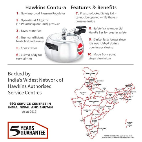 Hawkins Contura Pressure Cooker 5 Litre - Silver (HC50)