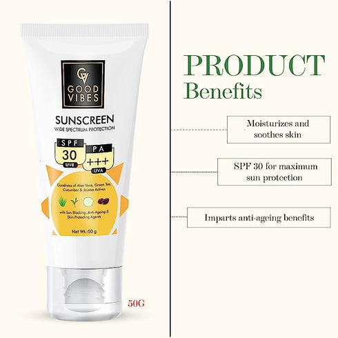 Good Vibes Wide Spectrum Protection Sunscreen with SPF 30 PA +++