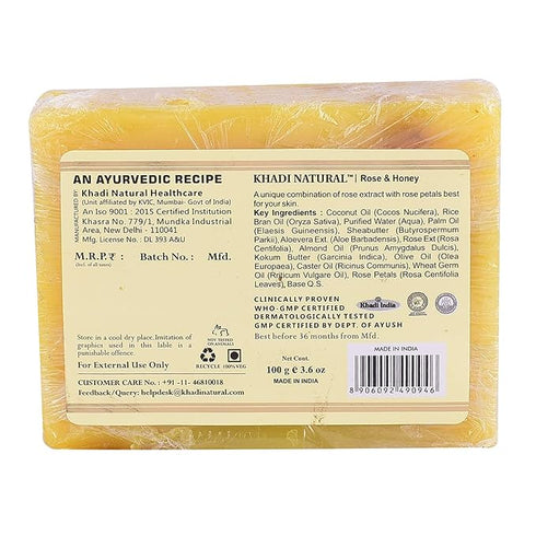 Khadi Natural Rose & Honey With Rose Petals Soap 100g