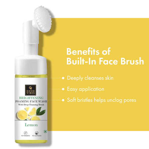Good Vibes Lemon Brightening Foaming Face Wash With Deep Cleansing Brush 150ml