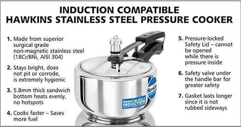 Hawkins Stainless Steel 2 L Induction Bottom Pressure Cooker (HSS20)