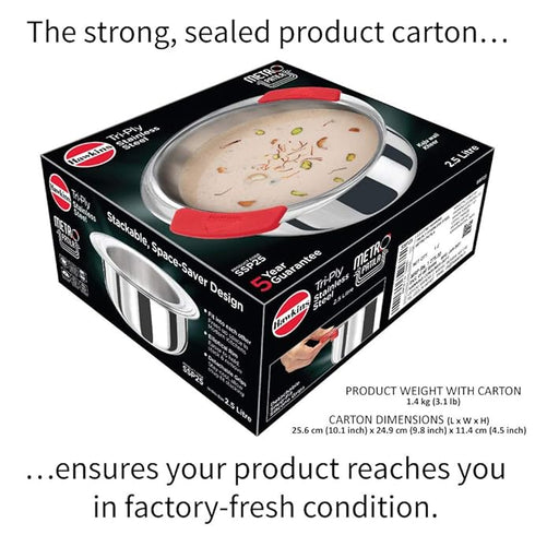 Hawkins Tri-Ply Stainless Steel Induction Metro Patila 19.5 cm Diameter 2.5 L (SSP25)