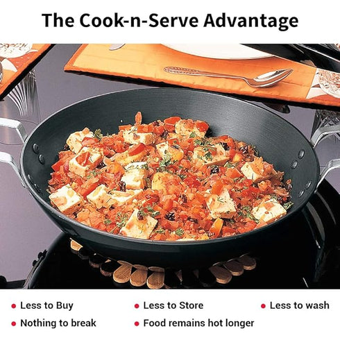 Hawkins Futura Hard Anodised Kadai Deep-Fry Pan with Steel Lid