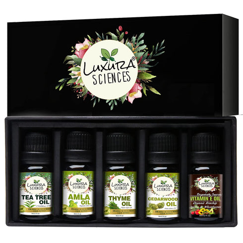 Luxura Sciences Organic Essential Oil Anti Dandruff | Tea Tree Oil Thyme Oil Amla Oil CedarWood Oil Vitamin E Oil
