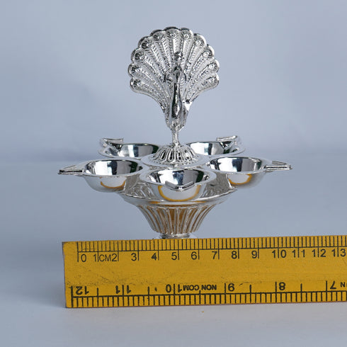 Pure Silver Panchmukhi Peacock Diya 107g