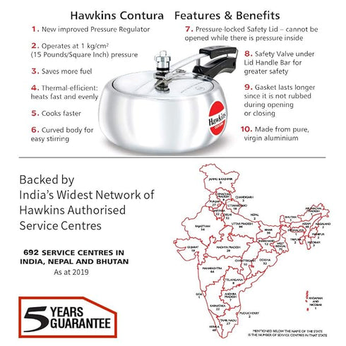 Hawkins Contura Pressure Cooker 3.5 Litre - Silver (HC35)