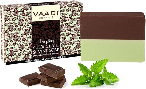 Vaadi Herbals Super Value Pack of 6 Tempting Chocolate & Mint Soap Deep Moisturising Therapy 450g