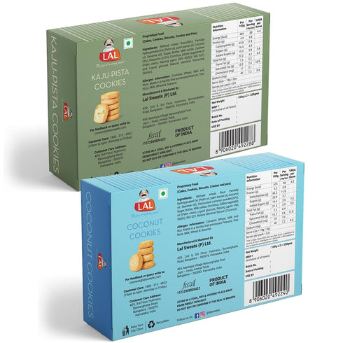 Lal Sweets Kaju Pista Cookies and Coconut Cookies 400g each