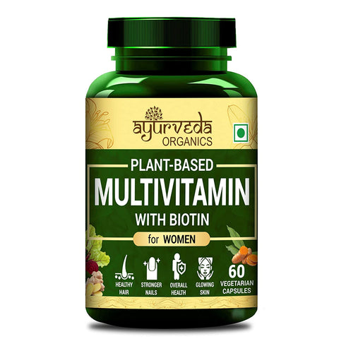 Ayurveda Organics Plant Based Multivitamin with Biotin 60 Veg Capsules 150g