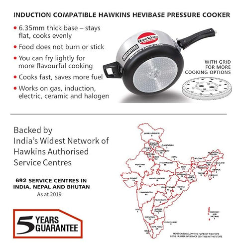 Hawkins Induction Hevibase 3.5 L Induction Bottom Pressure Cooker (Aluminium)